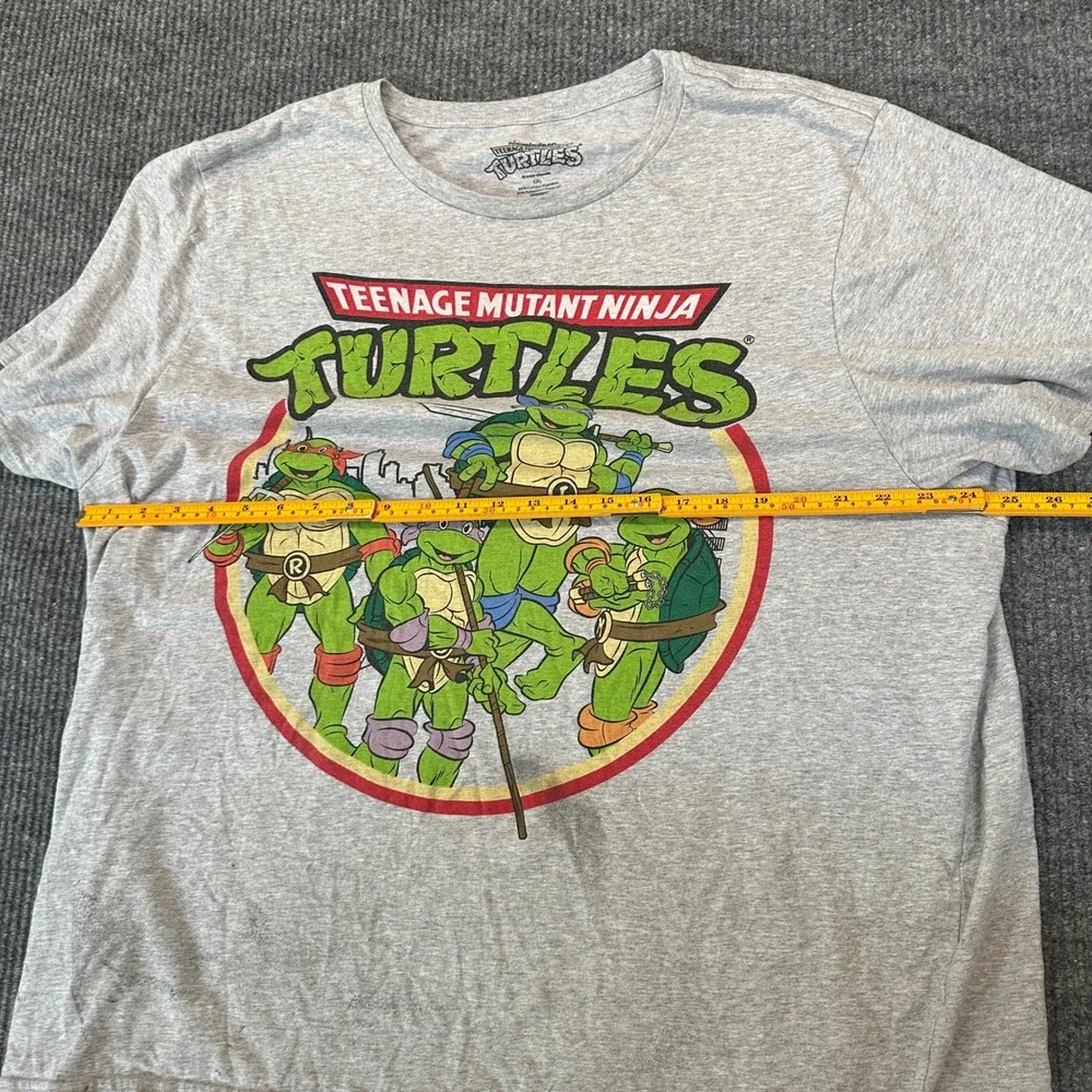 Nickelodeon Mens TMNT Graphic T Shirt 3XL Gray Cotton Blend Retro Cartoon